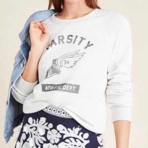 Anthropologie t.la Grey Varsity Vintage Style Sweatshirt